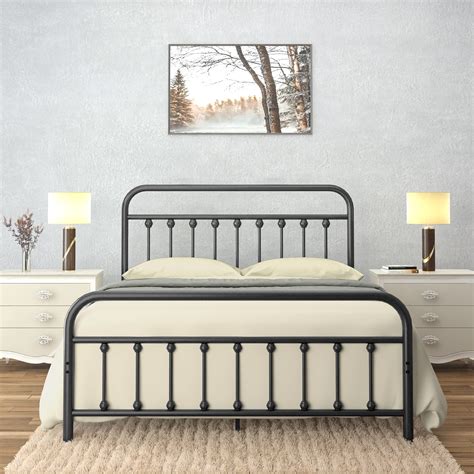 queen metal bed frame with headboard brackets|sturdy bed frame with headboard.